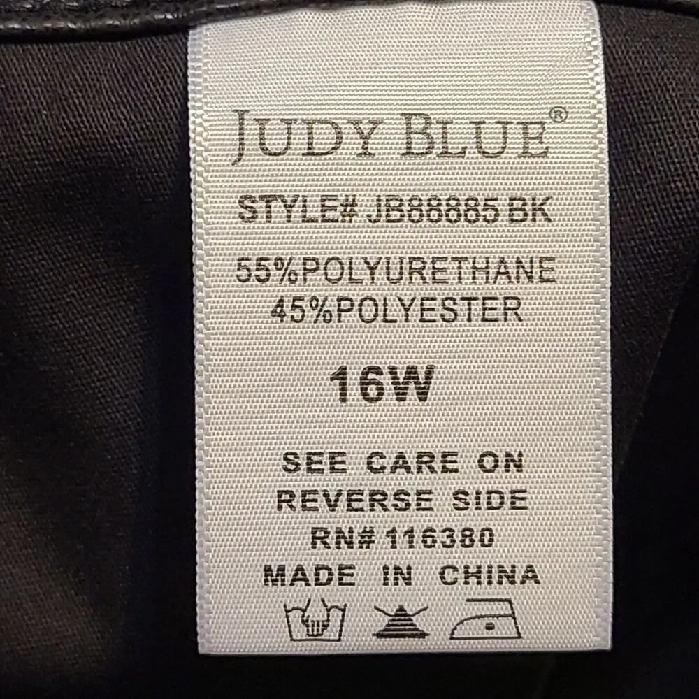 Judy Blue Womens 16 Black Faux Leather Bootcut Tummy Control High Rise Pants - Picture 8 of 16